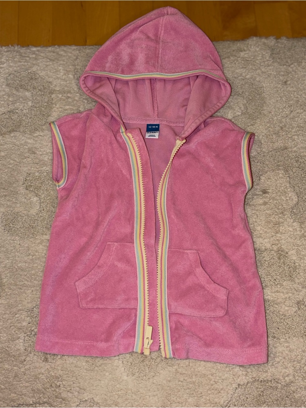 Old Navy Pink Hooded Terry Swim Coverup Size 12-18 Months